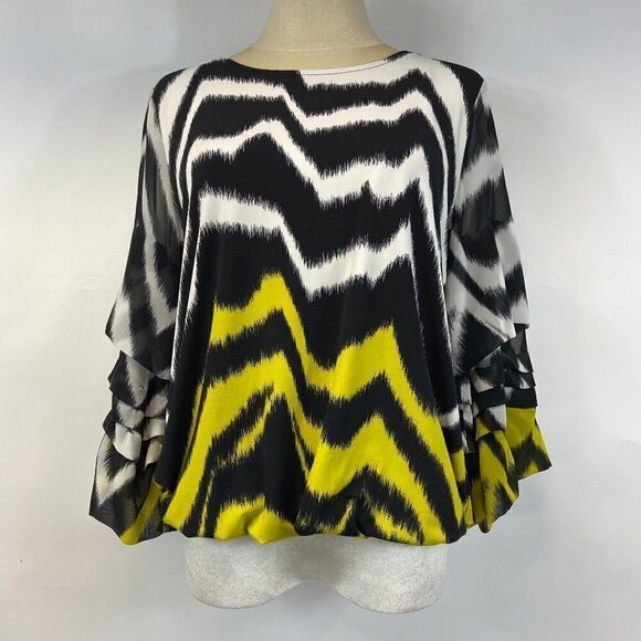 Alfani Zebra Stripe 3/4 Bell Sleeve Blouse, PM - Picture 12 of 12